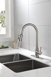 Single Handle High Arc Pull Out Kitchen Faucet,Single Level Stainless Steel Kitchen Sink Faucets TH9013NS-8