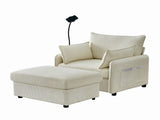 55" Oversized Chaise Lounge Chair Indoor with Ottoman and Storage , Comfy Corduroy Single Sofa, W3373P328962