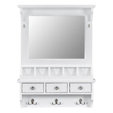 Floating Makeup Vanity with Big Mirror, Wall-Mounted Storage Vanity with Drawers, Pockets & Hooks, N844P292485A
