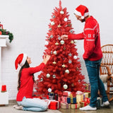Artificial 5ft Red Christmas Tree with 624 PVC Branch Tips, Hinged Premium & Foldable Base for 93498654
