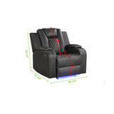LED & Power Recliner Chair Made With Faux Leather in Gray 659436262294