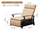 Adjustable Patio Recliner Chair Metal Outdoor Lounge Chair with Flip Table Push Back, Adjustable W1859P196335