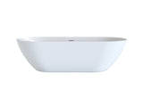 55" Acrylic Freestanding Bathtub, Oval Deep Soaking Bathtub with Center Pop-up Drain & Integrated W1920P386230