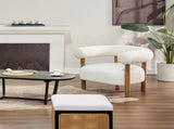 Fuji 37" Mid Century Modern Barrel Accent Arm Chair, Ivory White Boucle B2719P238263