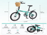 20 Inch Folding Bike for Adults with Basket, Phone Holder & Fenders, Steel Frame 6-Speed City W1019P352737