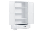 Tall Bathroom Storage Cabinet, Cabinet with Two Doors and One Drawer, Adjustable Shelf, MDF Board, 54458299