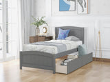 Twin size Platform Bed with Two Drawers, Gray WF194280AAE