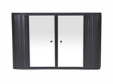 Black Wall-Mounted Bathroom Cabinet with Mirror, 2 Mirrored Doors & Open Shelf, Farmhouse Metal W3122P272846