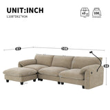 108" Modular Sectional Sofa, L-Shape with 31.5" Extra-Wide Seat Cushion, USB and Type-C Charger, 76049104