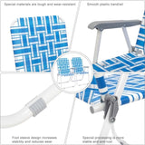 ZNTS 2pcs Steel Tube PP Webbing Bearing 120kg Folding Beach Chair Blue& White Strip 18794766