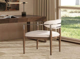 Artemis Mixed Material Upholstered Dining Arm Chair, Warm White Chenille B2719P269267