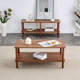Modern 2-Tier Coffee Table for Living Room Furniture,Rectangular Center Table with Open Storage W3226P279108