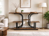42.5" Narrow Console Table, 3-Tier Modern Entryway Table with Open Storage Shelves, Rustic Brown 35822430