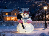 3FT Lighted Snowman Holding Spade Christmas Decorations, Pre-lit Holiday Decor with 110 Warm White 73782615