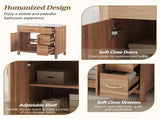 36" Wood Bathroom Vanity with Solid Wood Frame, 2 Soft Close Doors, 3 Soft Close Drawers, Adjustable N729P204176N