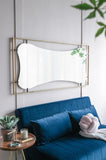28x1.5x60" Poppy Mirror with Gold Metal Frame Contemporary Design Wall Decor for Bathroom, Entryway W2078124326