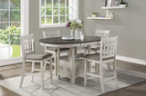 Antique White and Rosy Brown Finish Counter Height 1pc Dining Table w Extension Leaf and Storage B01167865