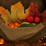 2PCS Set Christmas Gnome Decorations 10.2"x8.7"x24.5" Fabric Sitting Brown Gnomes with Maple Leaves 34798726