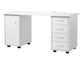 Double Edged Manicure Nail Table with Drawer White 93233881