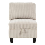 Modern Living Room Furniture Beige Chair with Storage Corduroy Fabric Upholstery 1pc Modular B011P206259