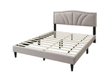 Modern Vintage 1pc Queen Size Bed Light Brown Burlap Fabric Nailhead Trim Accents Headboard Bedframe B011P238963