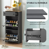ON-TREND Functional Entryway Organizer with 2 Flip Drawers, Wood Grain Pattern Top Shoe Cabinet with WF308547AAE
