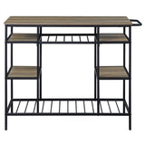Rustic Oak and Black Kitchen Island with Open Shelving B062P184581