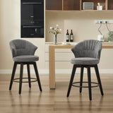 008-Wing Back Swivel Bar Stools Set of 2 - 25" Counter Height Adjustable Stools with Solid Wood Legs W2636P239834