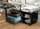 3-Drawer File Cabinet with Wheels, Rolling Wood Printer Stand with Open Storage Shelves 84755867