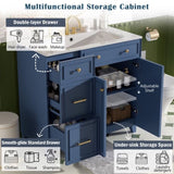 36" Bathroom Vanity with Ceramic Sink, Standard and Double-Layer Drawers, Soft Close Doors, N729P289163C