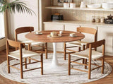 Round Tulip Dining Table for 4 People, 39.4"39.4"29.5" Melamine Laminated MDF Tabletop with Metal 44421009