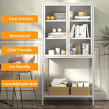59"H Heavy Duty Metal Storage Cabinet, Display Storage Cabinet with Glass Doors and 2 Adjustable W2735P186331