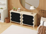 3 Drawer Buffet Sideboard with Adjustable Shelves, Storage Cabinet with Hand-woven rope decorated W688P237931