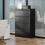 4 Drawer Lateral File Cabinet with Lock Tall Heavy-Duty Metal Filing Cabinet for Home Office, 96426243