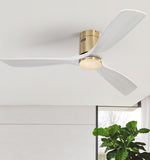 52 Inch Low Profile Ceiling Fan DC 3 Solid Wood Fan Blade Noiseless Reversible Motor Remote Control W934107777