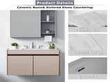 43 Inch Marble Vanity Top, White Vanity Top with Pre-drilled Faucet Holes, Bathroom Vanity Top with 02592659