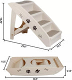 Foldable Dog Ramp Stairs Steps -Tan 88760016