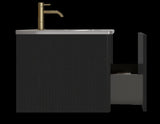 U057-Etna30W-308 Etna 30" Striped Brushed Black Oak Floating Bathroom Vanity with White Ceramic W1865P218039