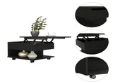 Babel Lift Top Coffee Table 15.3" H, Casters, One Shelf, Black, Living Room B097P407605