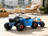 Blue 6V Toddler Electric Vehicle with Toy-Carrying Back Trailer, Gentle Forward & Backward, 66138722