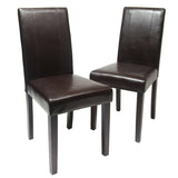 Urban Style Solid Wood Leatherette Padded Parson Chair, Brown, Set of 2 T2574P164533