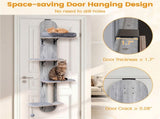Door Hanging Cat Tree 5-Level Height Adjustable 4-Tier Climber No-Drill for Apartment Grey 62993230