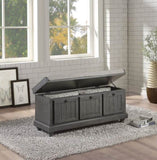1pc Durable Storage Bench Dark Gray Finish Foam Cushioned Seat Upholstery Flip-Top Seat Solid Wood B011P170010