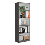 Home 4 Shelves Bookcase with Multi-Tiered Storage -Matt Gray / White -Office B200137835