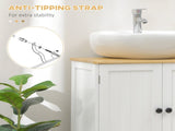 Pedestal Sink Storage Cabinet, Under Sink Cabinet with Double Doors, Crystal White, Dark Walnut-AS 34486220