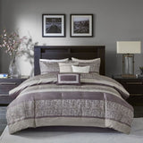 7 Piece Jacquard Comforter Set Purple Queen B03597199