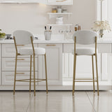 29'' Upholstered Bar Stools Velvet Counter Stool with Backrest & Footrest Set of 2 Round Dining W1757P227878