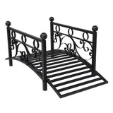 ZNTS 102*51*43cm Garden With Round Iron Ball Flat Top Handrail Garden Iron Bridge Black 61669682