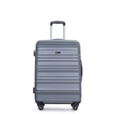 Expandable 3 Piece Luggage Sets PC Lightweight & Durable Suitcase with Two Hooks, Spinner Wheels, W284104374