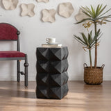 23.62"Height Three-dimensional Embossed Pattern Design Retro Side Table Retro Furniture Black W757P183205
